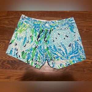 Lilly Pulitzer Blue and Green Patterned Women Shorts